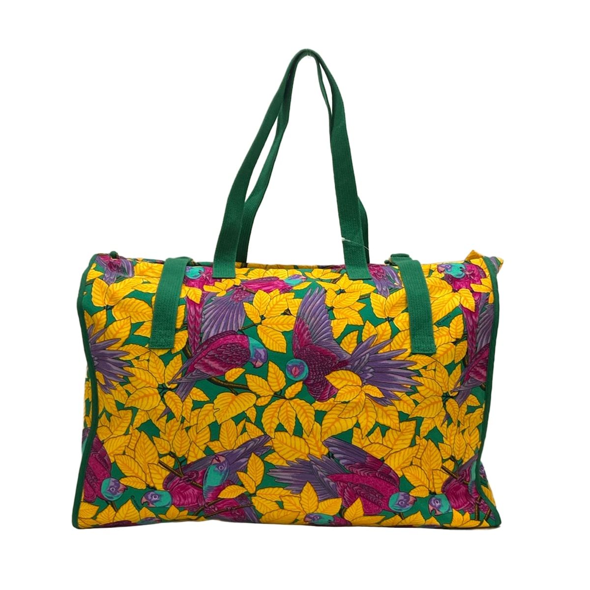 Hermes Tote Orange Green Multi Botanical Pattern Cotton — view 3