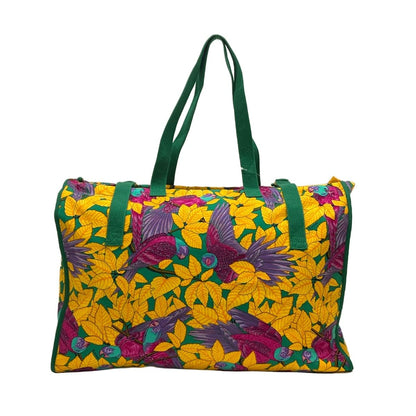 Hermes Tote Orange Green Multi Botanical Pattern Cotton — view 3