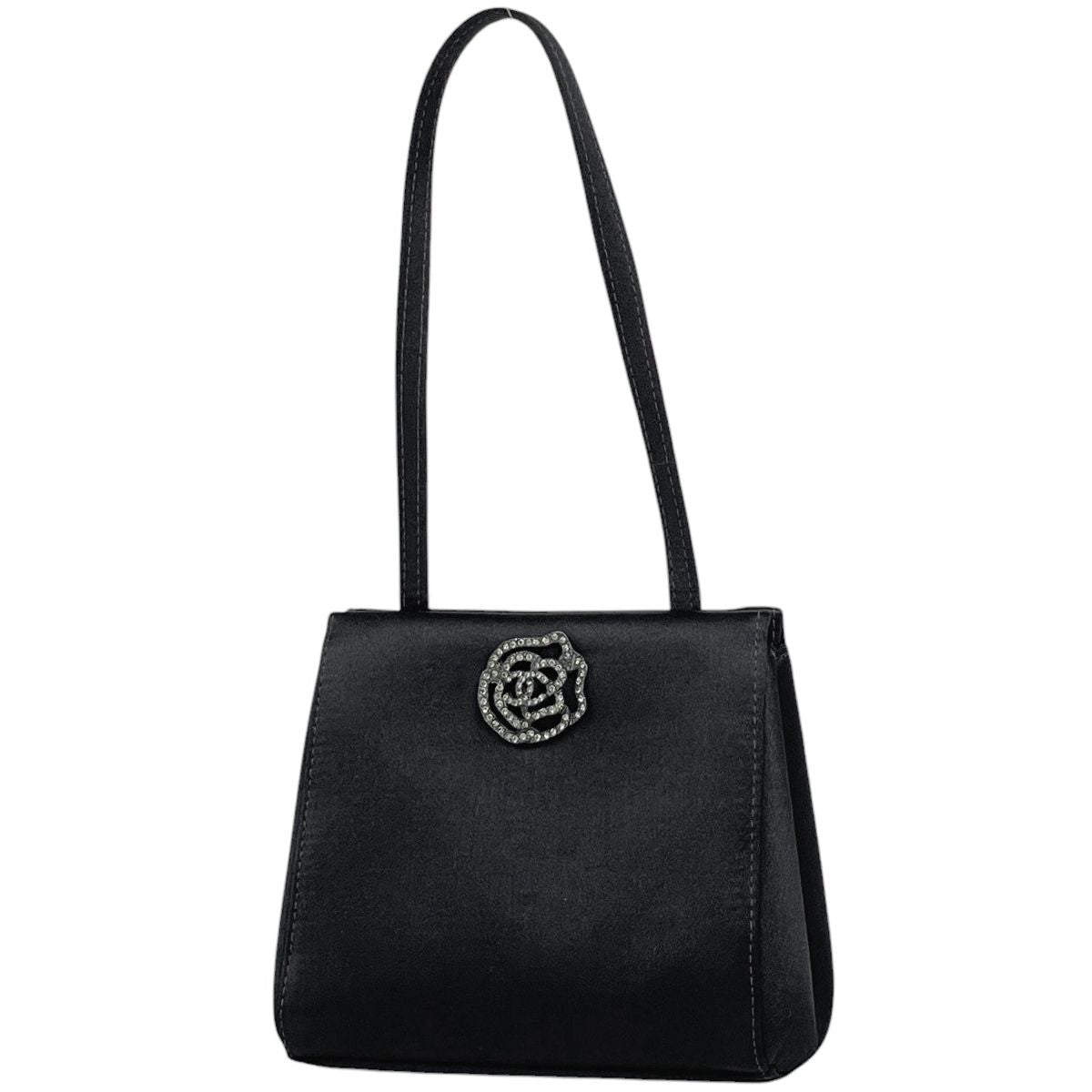 Chanel Handbag CC Logo Camellia Mini Satin Black