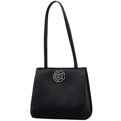 Chanel Handbag CC Logo Camellia Mini Satin Black