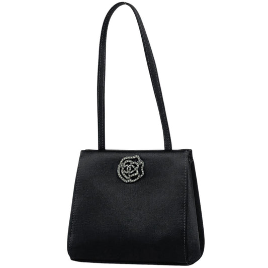 Chanel Handbag CC Logo Camellia Mini Satin Black