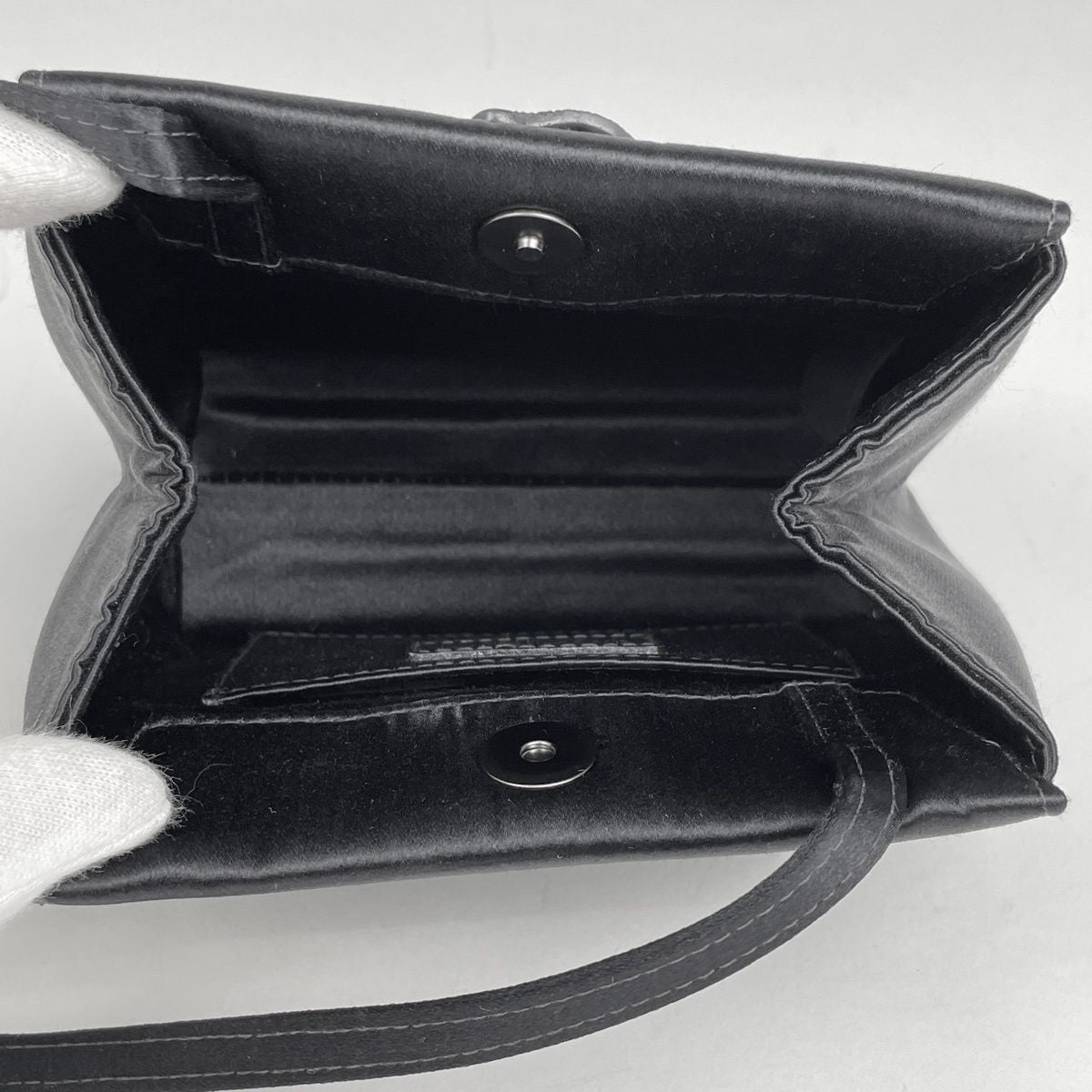 Chanel Handbag CC Logo Camellia Mini Satin Black — view 6