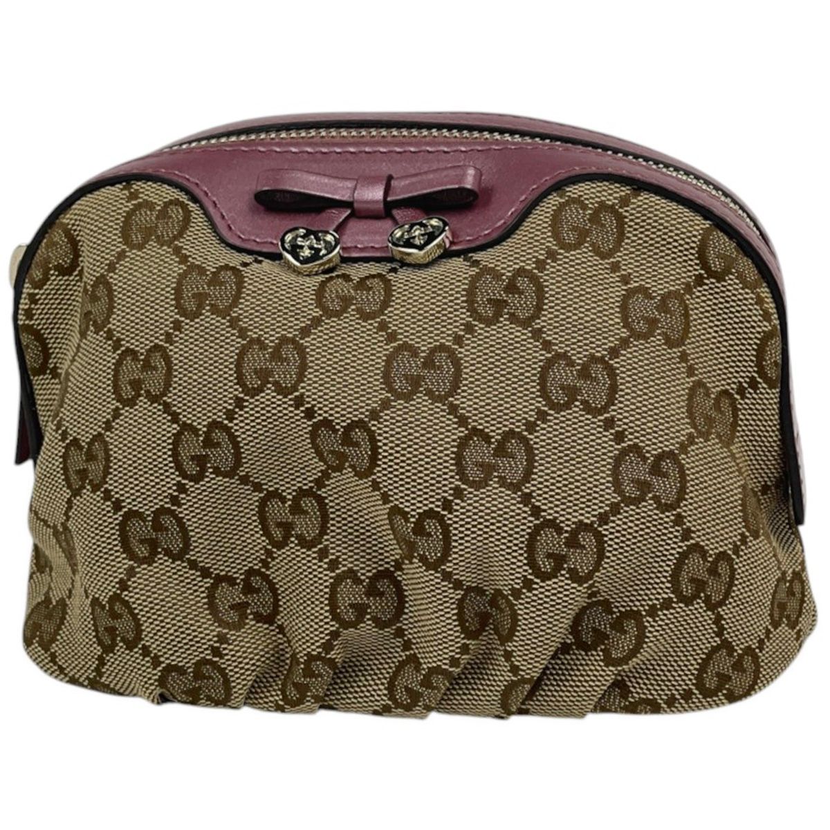 Gucci Pouch GG Pattern Canvas Beige Pink