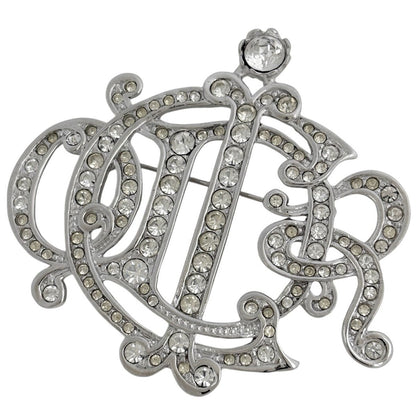 Dior Brooch Silver Plated Rhinestone