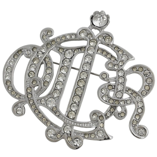 Dior Brooch Silver Plated Rhinestone