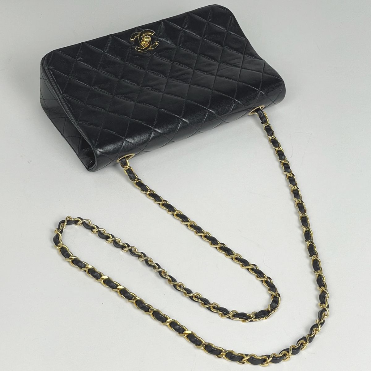 Chanel Shoulder Bag Quilted Single Flap CC Logo Leather Black — view 6
