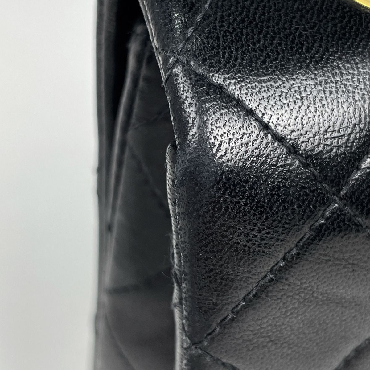 Chanel Shoulder Bag Quilted Single Flap CC Logo Leather Black — view 4