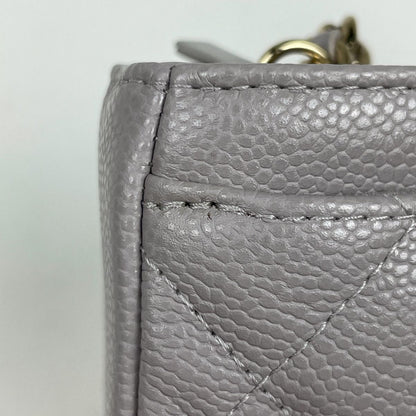 Chanel Shoulder Bag CC Logo Quilted Phone Case Caviar Leather Gray — view 5