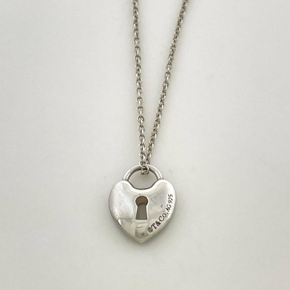Tiffany & Co Heart Lock Necklace 925 Sterling Silver Green — view 2