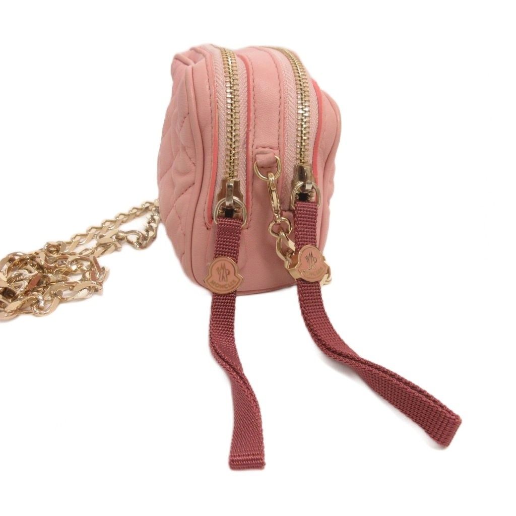 Moncler Luisa Borsa Shoulder Bag Quilted Leather Chain Crossbody Pink — view 4