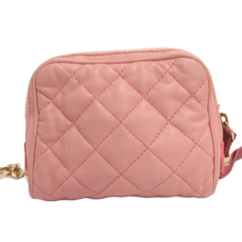 Moncler Luisa Borsa Shoulder Bag Quilted Leather Chain Crossbody Pink — view 3