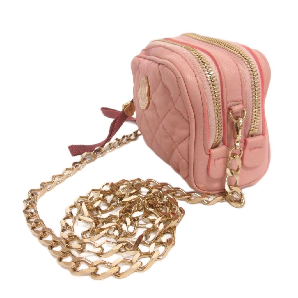 Moncler Luisa Borsa Shoulder Bag Quilted Leather Chain Crossbody Pink — view 2
