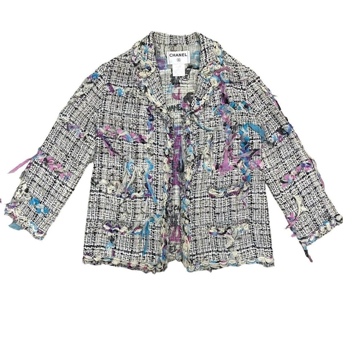 Chanel 07C Cruise Collection CC Logo Pattern Cotton Nylon Jacket White 40 — view 3