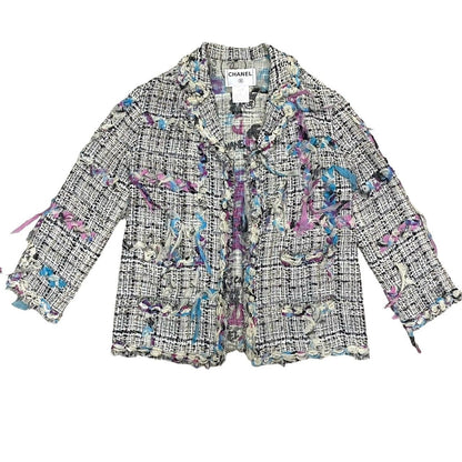 Chanel 07C Cruise Collection CC Logo Pattern Cotton Nylon Jacket White 40 — view 3