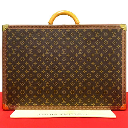 Louis Vuitton Monogram Alzer 60 Leather Trunk Carry Case Suitcase Brown