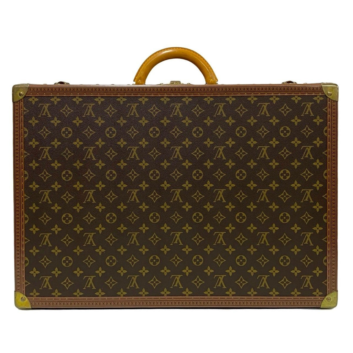 Louis Vuitton Monogram Alzer 60 Leather Trunk Carry Case Suitcase Brown — view 3