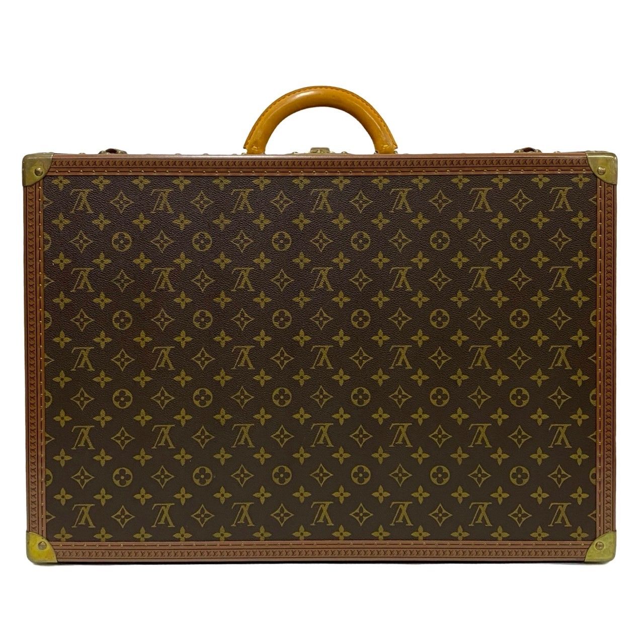 Louis Vuitton Monogram Alzer 60 Leather Trunk Carry Case Suitcase Brown — view 3
