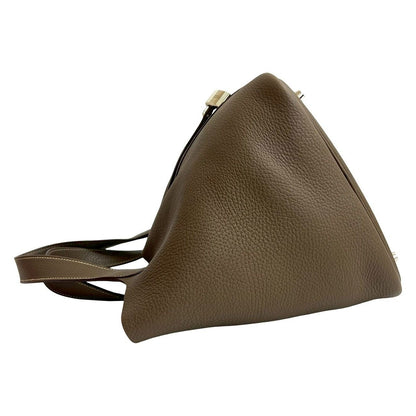 Hermes Keyed Picotin Lock MM Taurillon Clemence Etoupe Leather Handbag Mini Tote — view 5