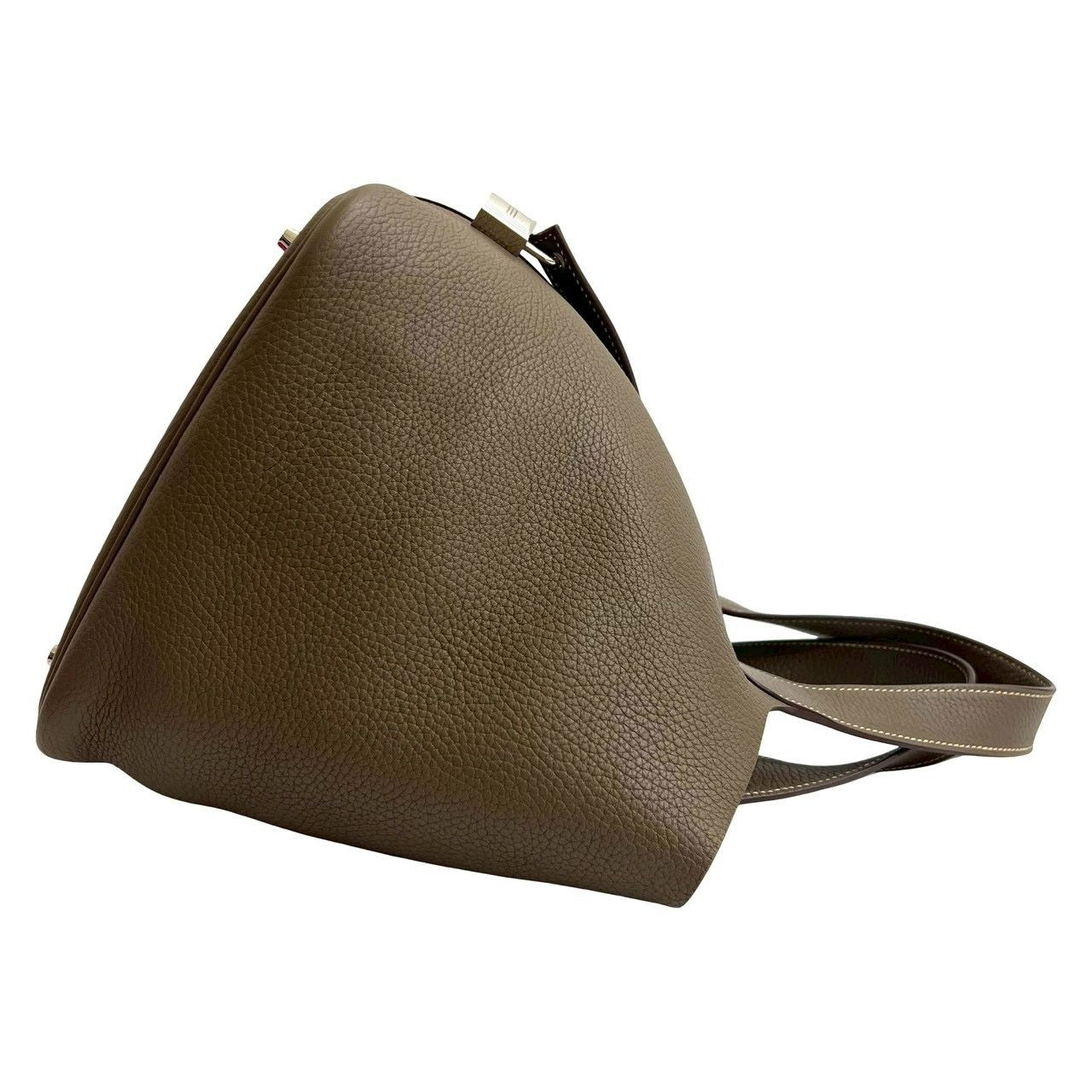 Hermes Keyed Picotin Lock MM Taurillon Clemence Etoupe Leather Handbag Mini Tote — view 6