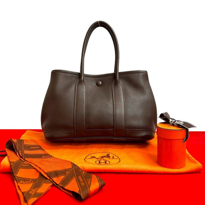 Hermes Bag with Twilly Garden TPM Swift Leather Mini Handbag Brown
