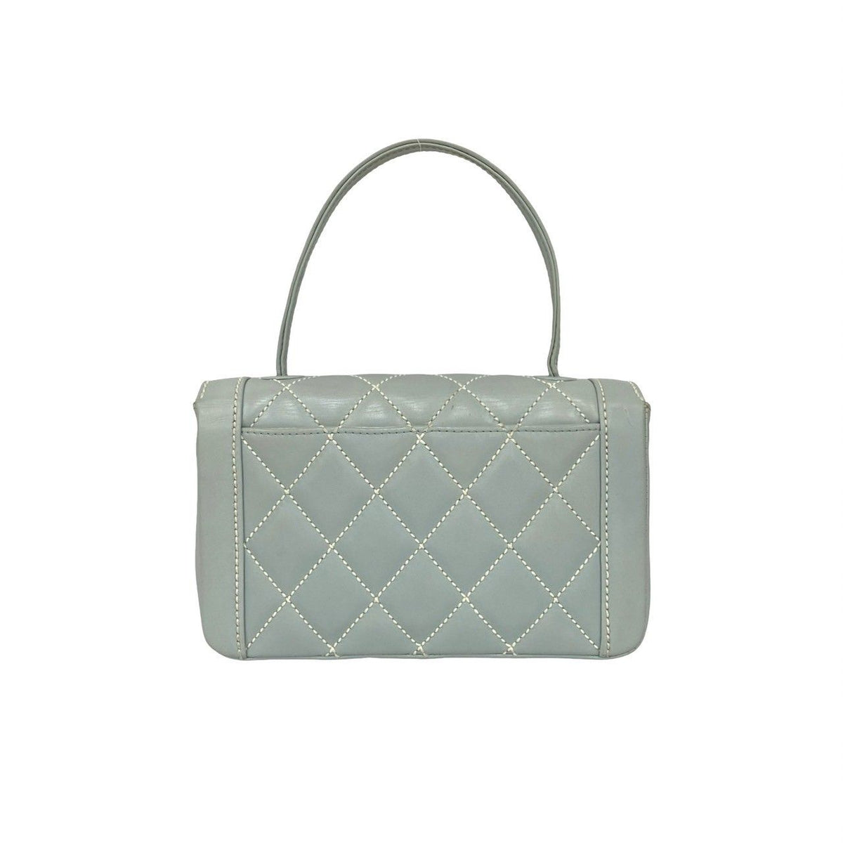 Chanel Quilted Coco Wild Stitch Leather Handbag Light Blue — view 3