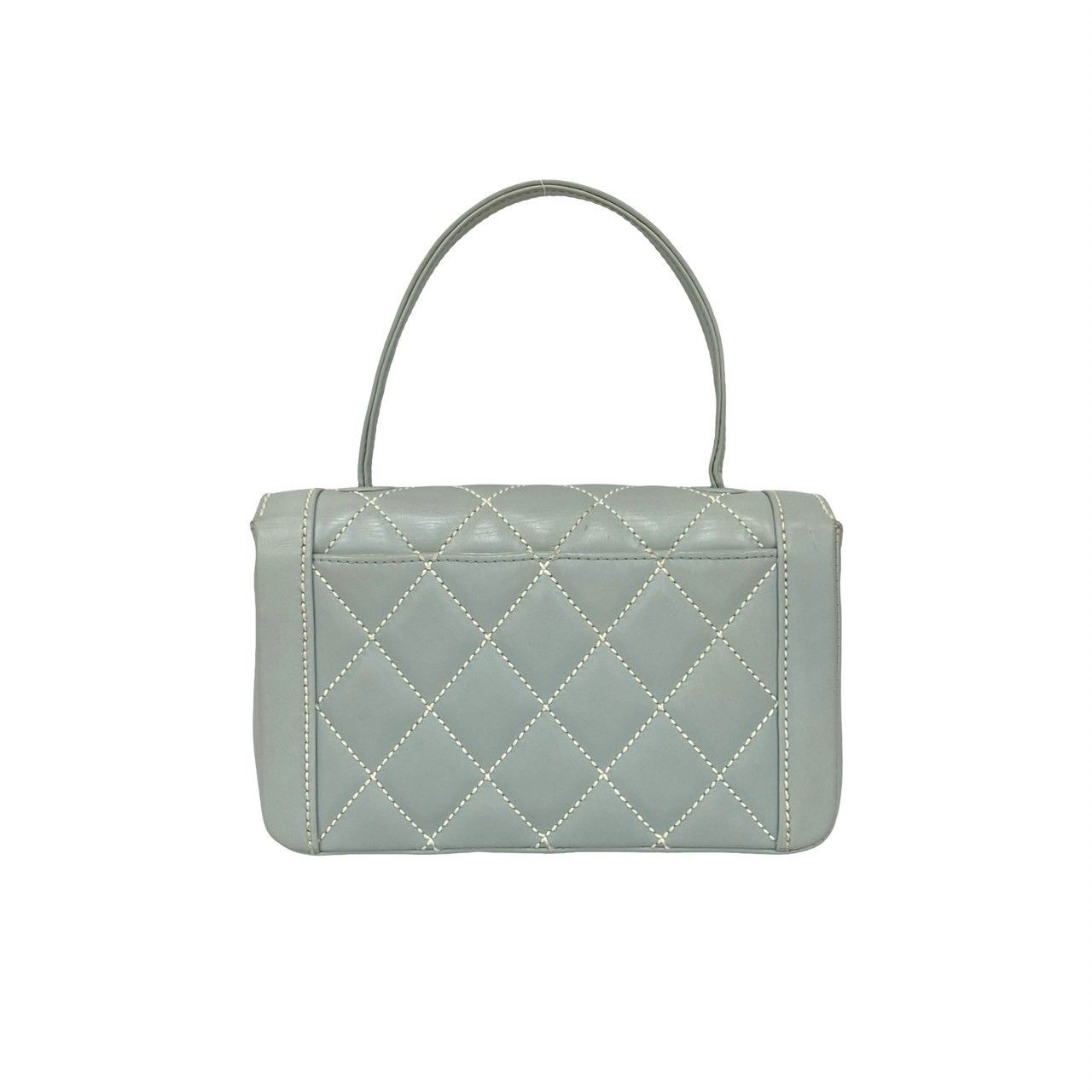 Chanel Quilted Coco Wild Stitch Leather Handbag Light Blue — view 3