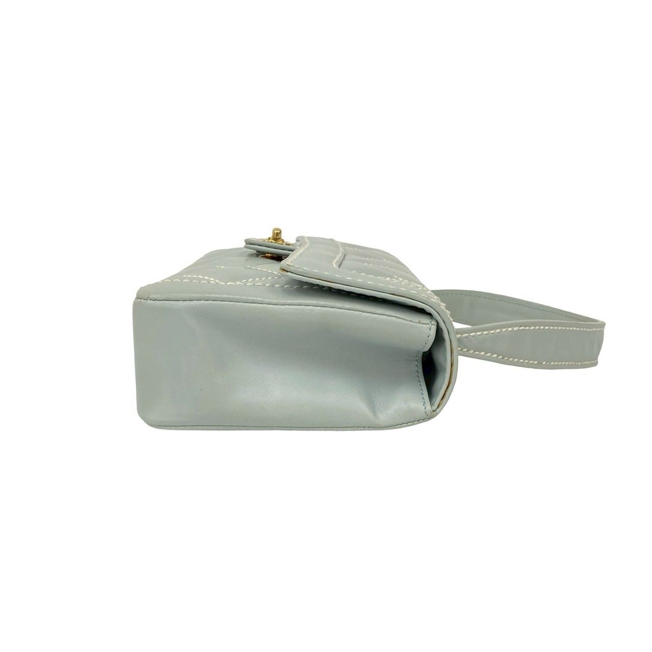 Chanel Quilted Coco Wild Stitch Leather Handbag Light Blue — view 6