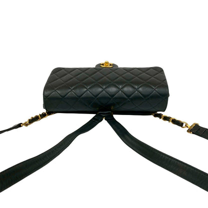 Chanel Quilted CC Logo Lambskin Leather Backpack Black — view 4