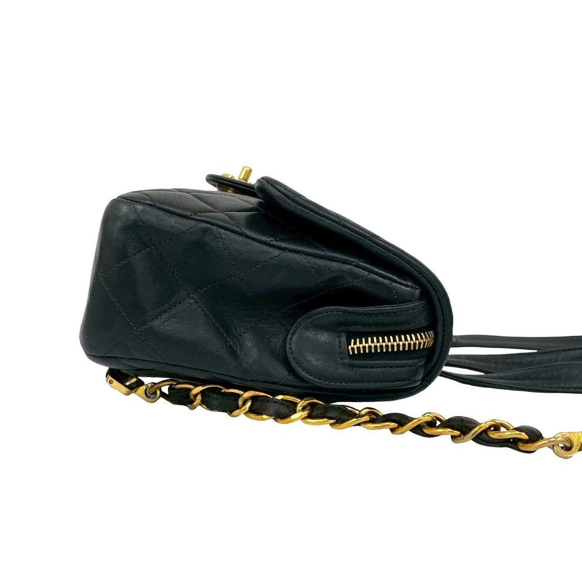 Chanel Quilted CC Logo Lambskin Leather Backpack Black — view 6