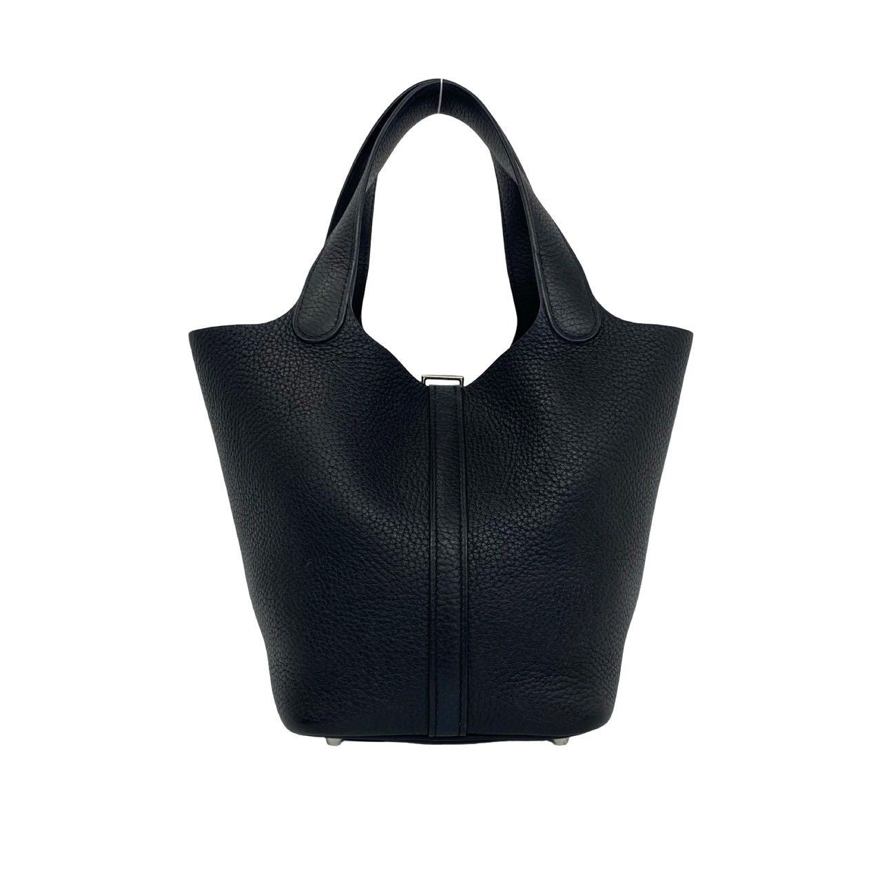 Hermes with Lock Picotin PM Taurillon Clemence Leather Handbag Mini Tote Black — view 3