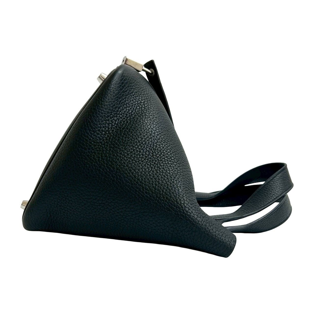 Hermes with Lock Picotin PM Taurillon Clemence Leather Handbag Mini Tote Black — view 6