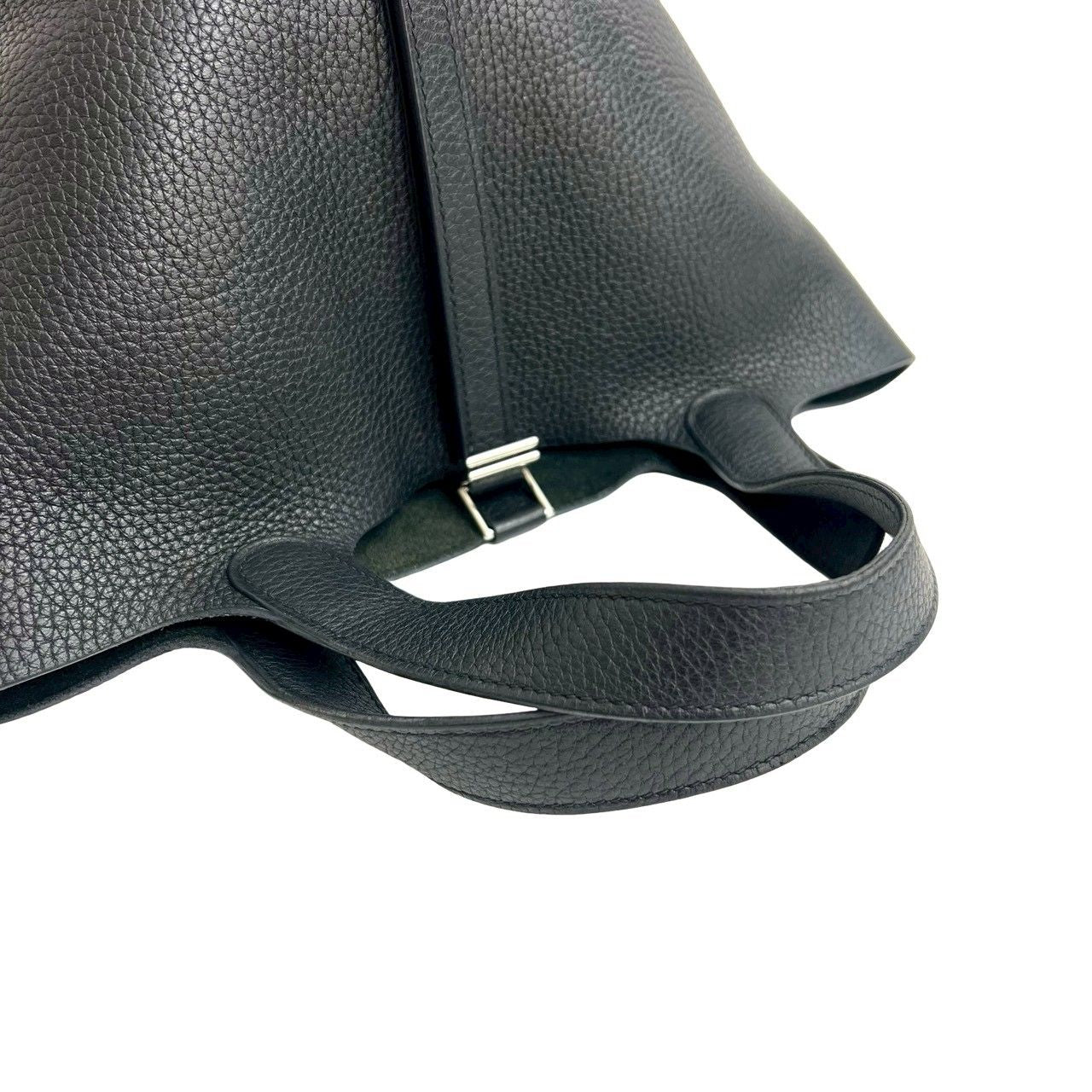 Hermes with Lock Picotin PM Taurillon Clemence Leather Handbag Mini Tote Black — view 4