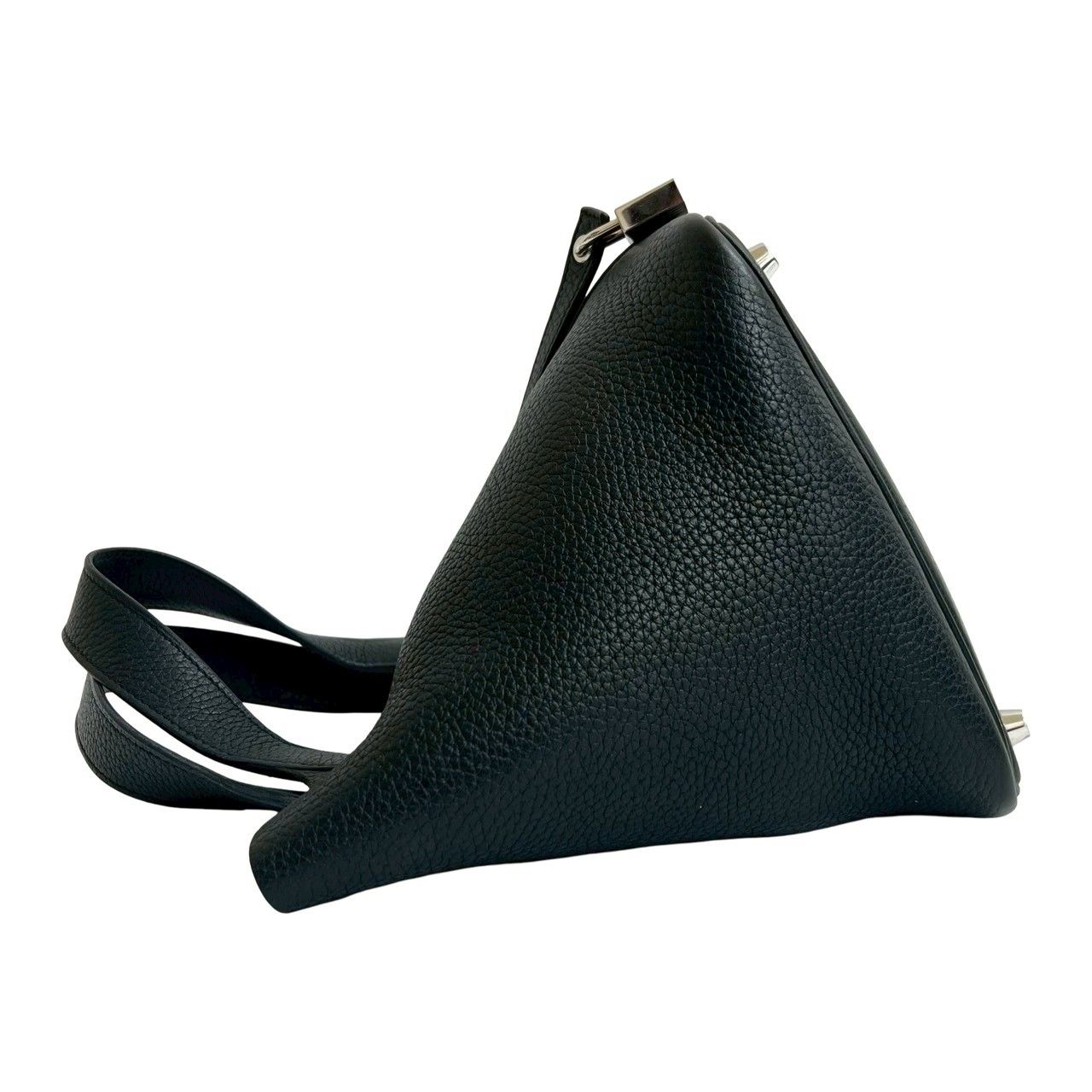 Hermes with Lock Picotin PM Taurillon Clemence Leather Handbag Mini Tote Black — view 5