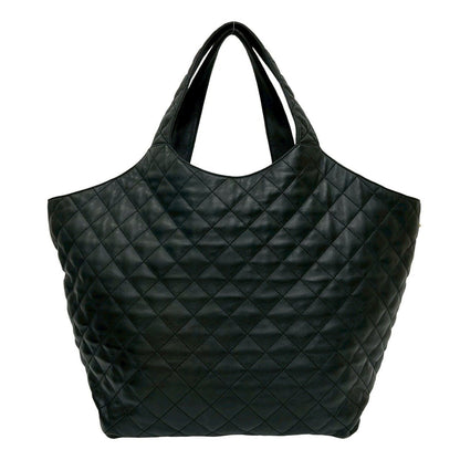 Saint Laurent Paris Icare YSL Logo Quilted Leather Tote Black — view 3