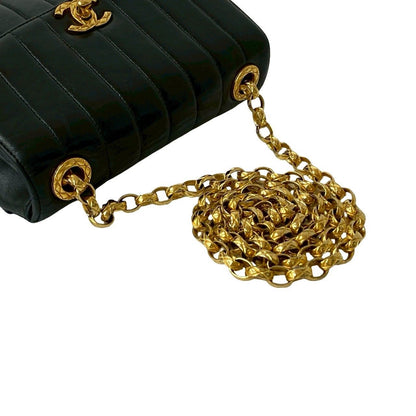 Chanel Vintage Coco Lambskin Leather Chain Shoulder Bag Black — view 4