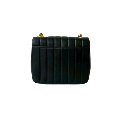 Chanel Vintage Coco Lambskin Leather Chain Shoulder Bag Black — view 3