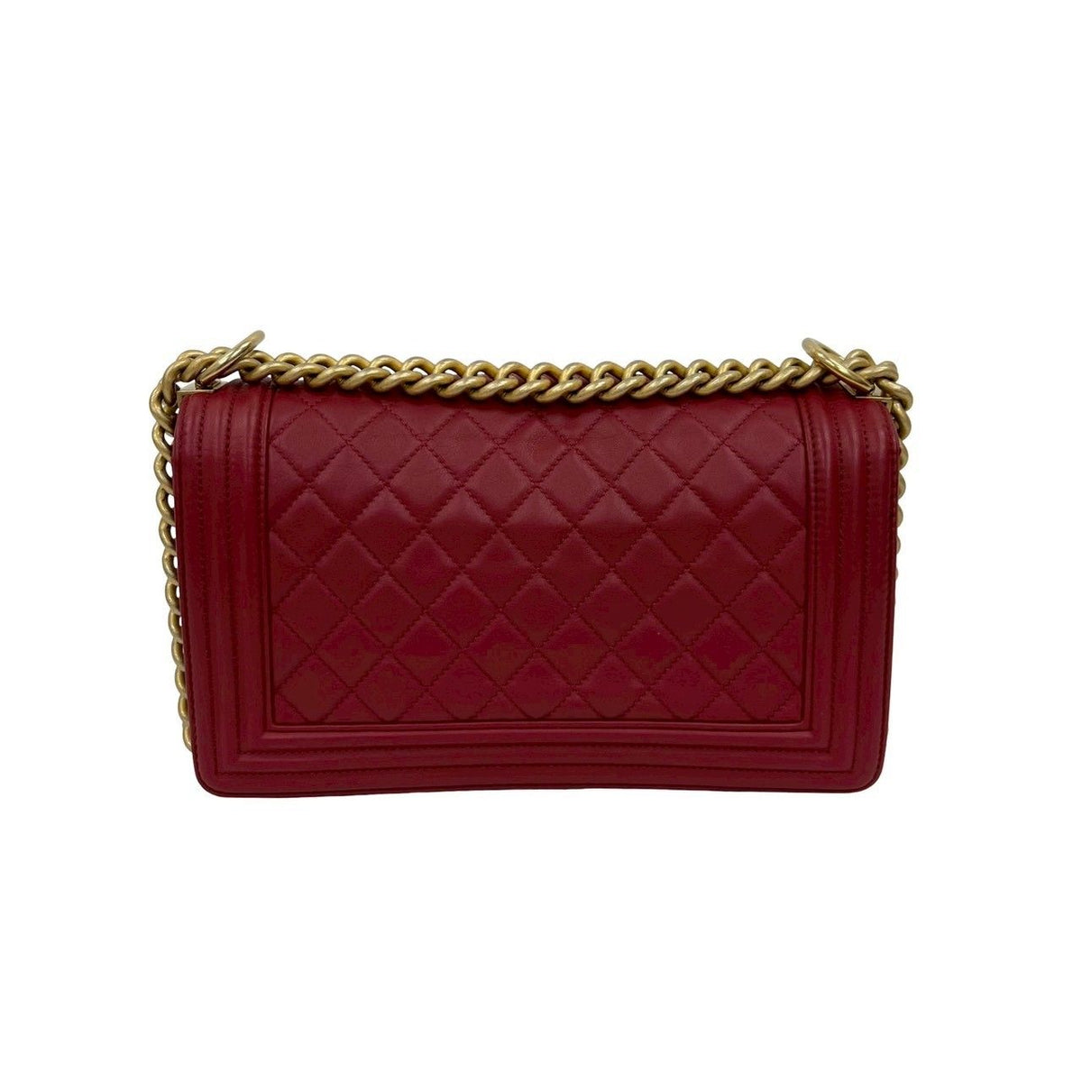 Chanel Boy Lambskin CC Logo Chain Shoulder Bag — view 3