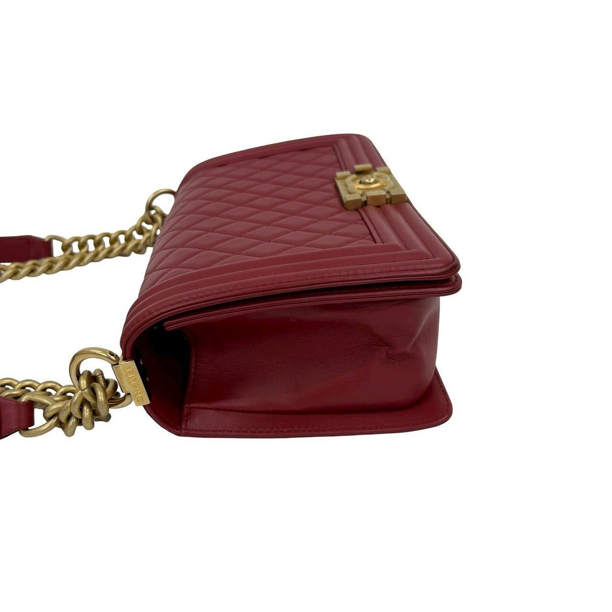 Chanel Boy Lambskin CC Logo Chain Shoulder Bag — view 5