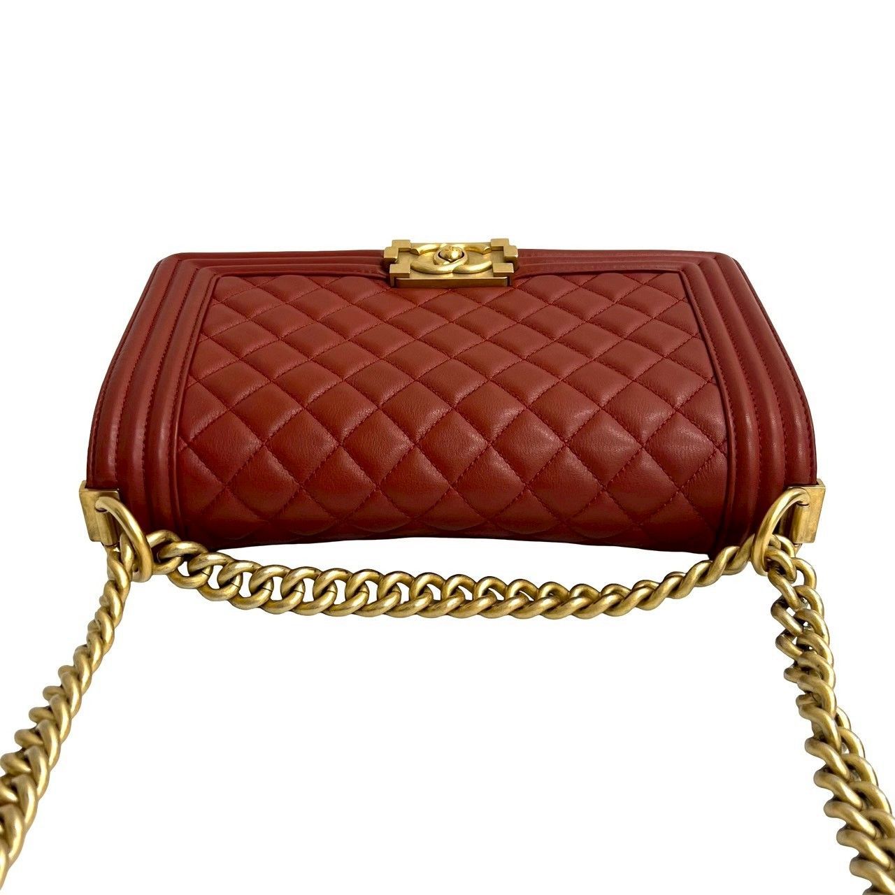 Chanel Boy CC Logo Lambskin Chain Shoulder Bag — view 4