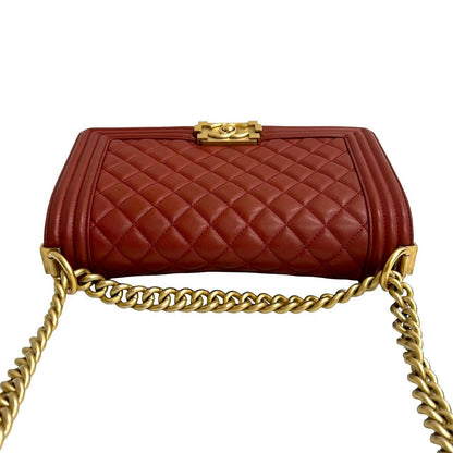 Chanel Boy CC Logo Lambskin Chain Shoulder Bag — view 4
