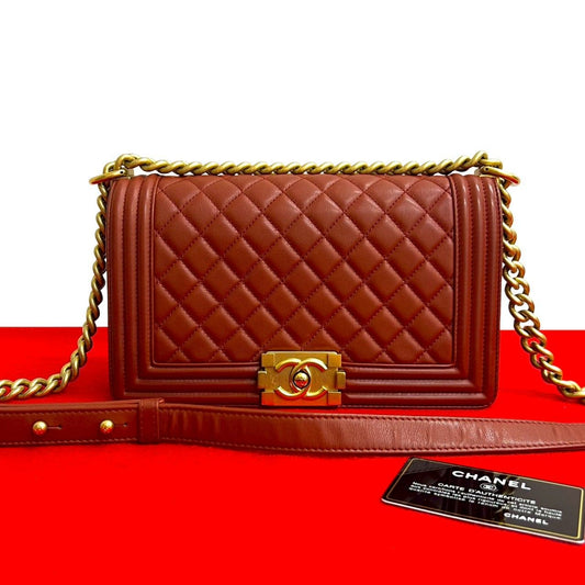 Chanel Boy CC Logo Lambskin Chain Shoulder Bag