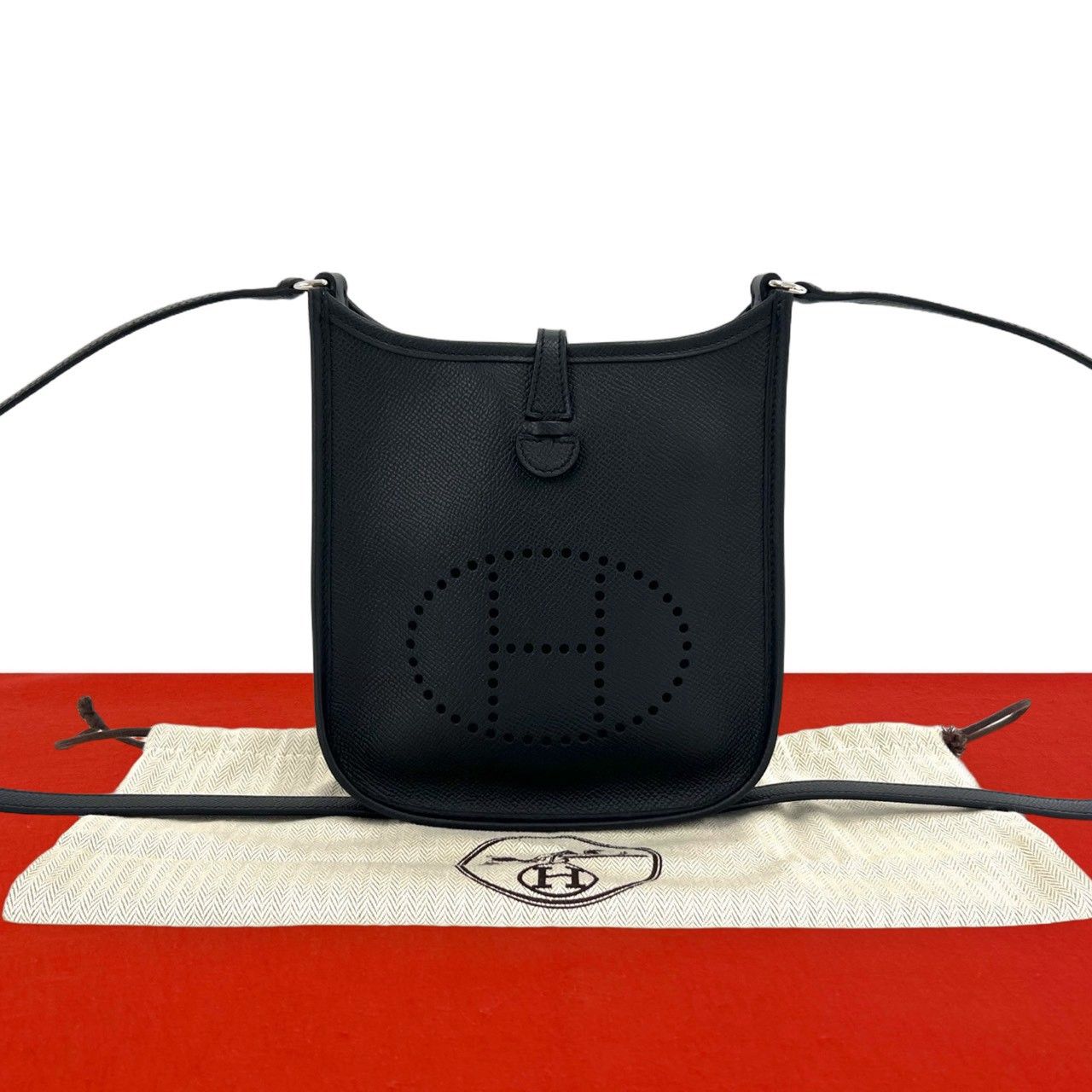 Hermes Evelyne TPM Veau Epsom Mini Shoulder Bag Pochette Black
