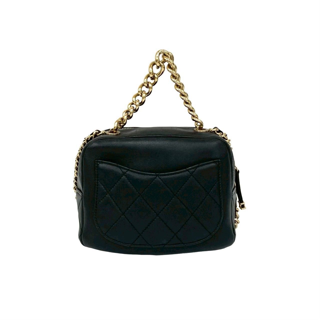 Chanel Quilted Coco Studs Leather 2-Way Chain Shoulder Bag Black — view 3
