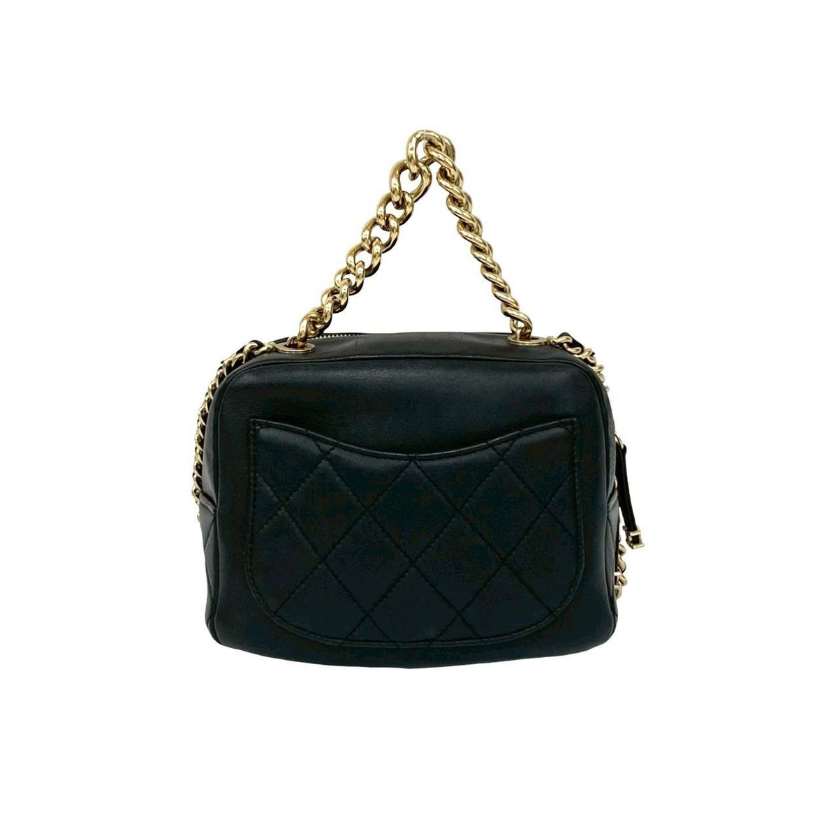 Chanel Quilted Coco Studs Leather 2-Way Chain Shoulder Bag Black — view 3