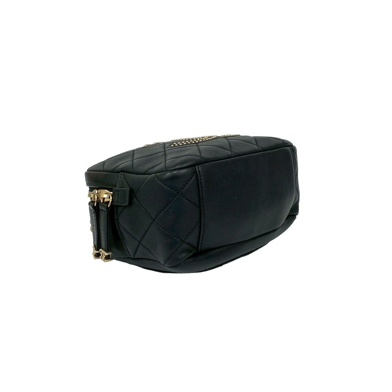 Chanel Quilted Coco Studs Leather 2-Way Chain Shoulder Bag Black — view 7