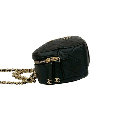Chanel Quilted Coco Studs Leather 2-Way Chain Shoulder Bag Black — view 5