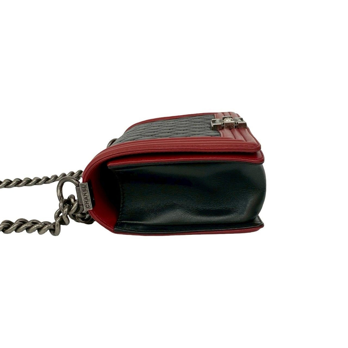 Chanel Boy CC Logo Lambskin Leather Chain Shoulder Bag Black — view 5