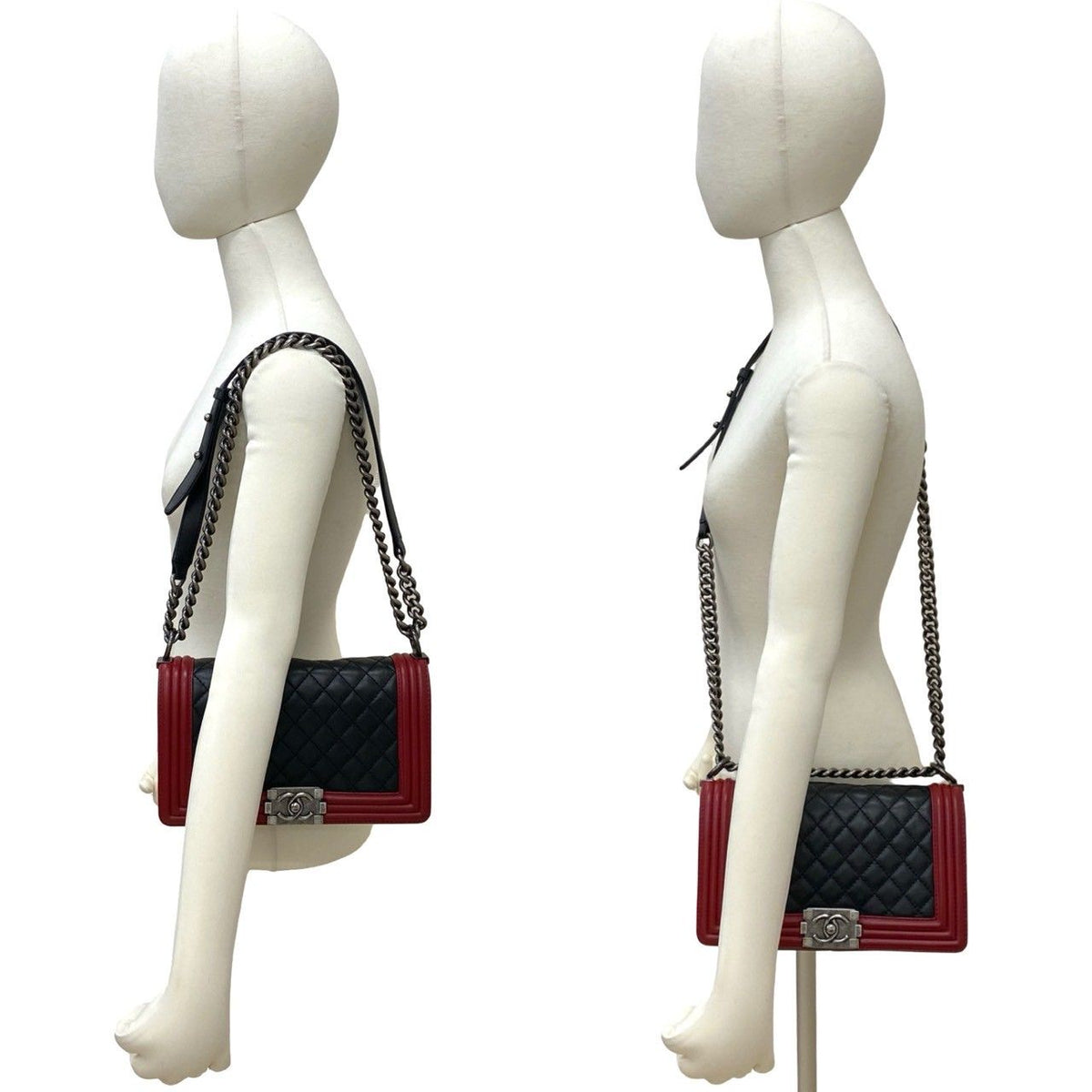 Chanel Boy CC Logo Lambskin Leather Chain Shoulder Bag Black — view 2