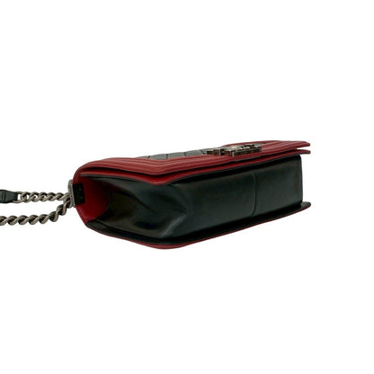 Chanel Boy CC Logo Lambskin Leather Chain Shoulder Bag Black — view 7