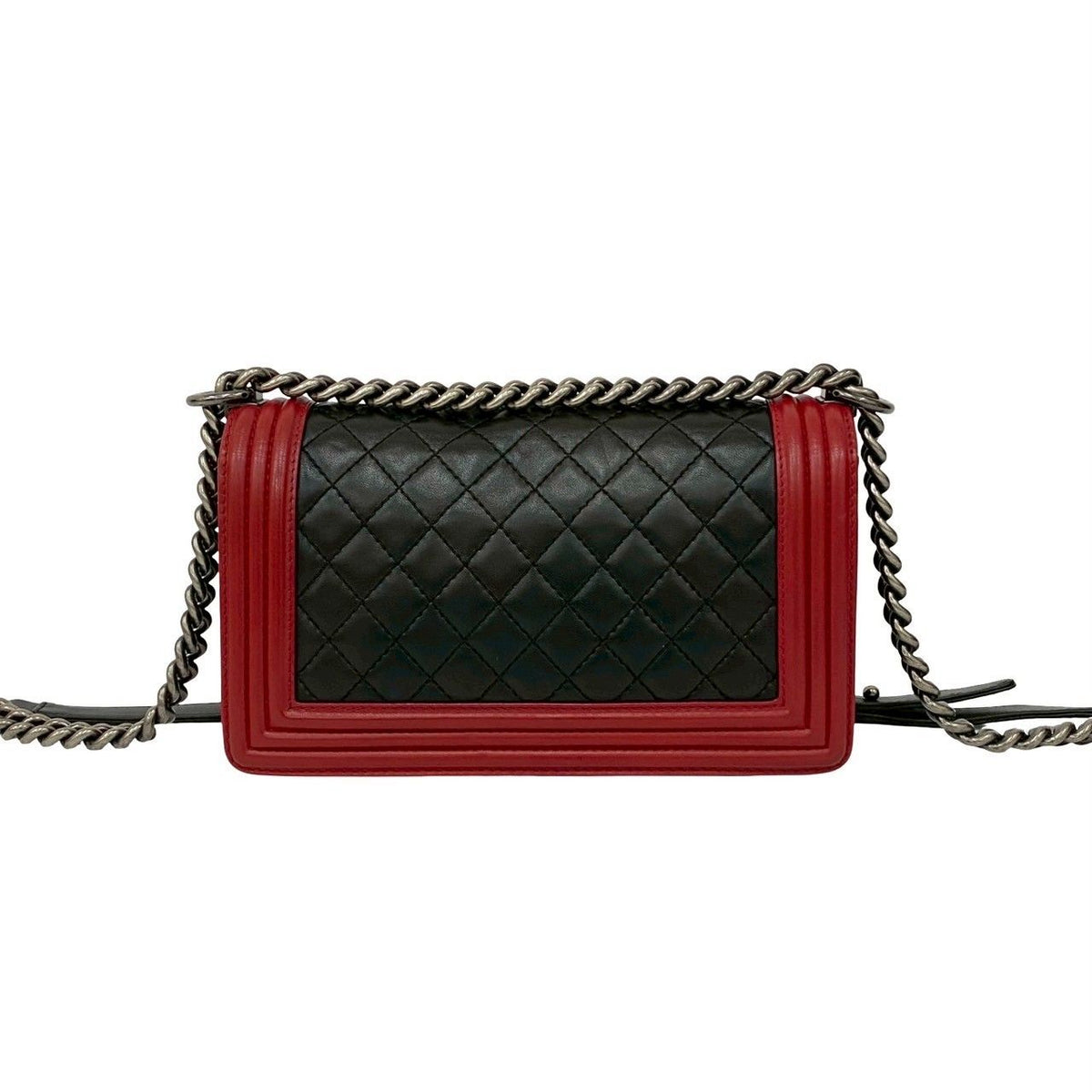 Chanel Boy CC Logo Lambskin Leather Chain Shoulder Bag Black — view 3